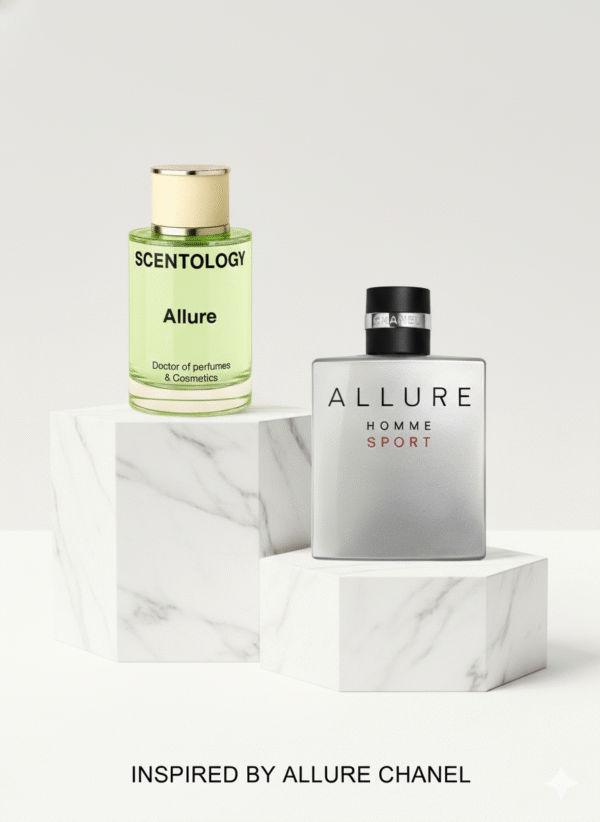Allure by Scentology fresh citrus aromatic men’s perfume bottle