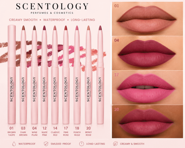 Scentology Twist Up Lip Liner – Waterproof Vegan Lip Pencil