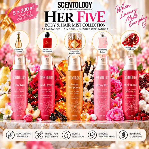 Scentology HER FIVE – Body & Hair Mist Collection – 5 × 200 ml