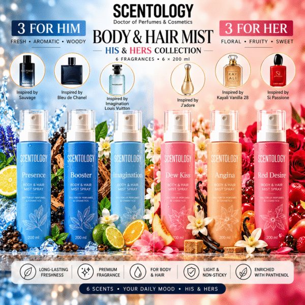Scentology His & Hers Body & Hair Mist Collection – 6 × 200 ml